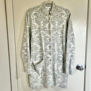 NWT H Halston Damask Longline Cardigan